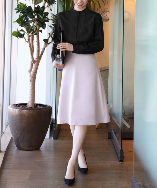 ブラウス スタンドカラー レディースシャツ バルーンスリーブ レディース 白シャツ ホワイト 事務服 オフィス 通勤 通学 トップス 大きいサイズ かわいい シャツ ブラウス レディース 長袖 スーツインナー スタンド