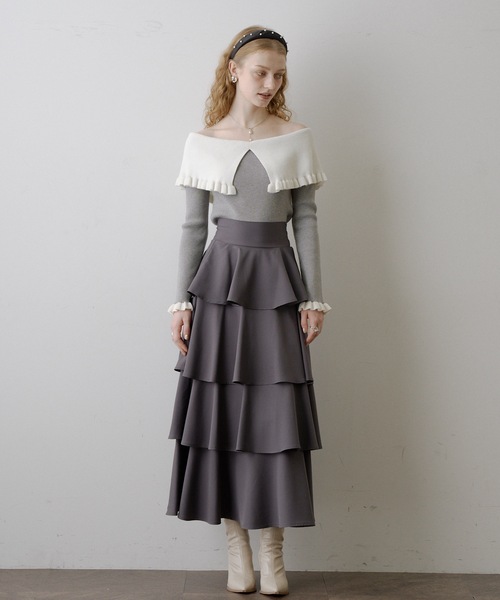 VUVETTA ヴィヴェッタ イタリア製 キルティング スカート 刺繍 レア VIOLETTA（ヴィオレッタ） スカート ティアードスカート : ZOZOTOWN