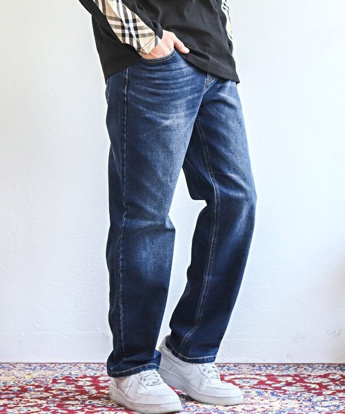 LUXSTYLE ジーンズ ストレートデニムパンツ メンズ : ZOZOTOWN