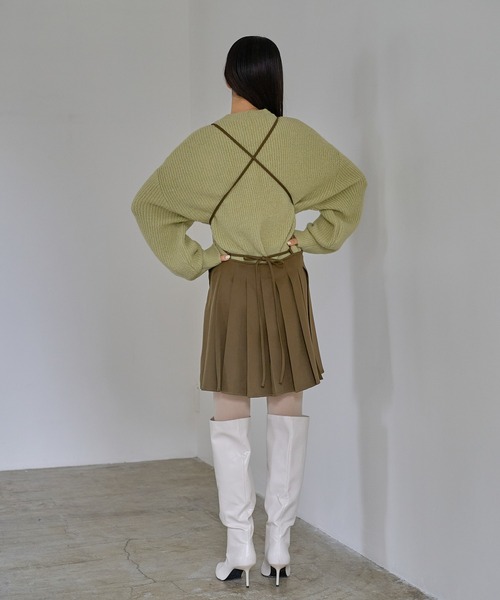 【ADORE】バルーン袖　オープンショルダー長袖ニットプルオーバー　ネイビー38 ADORE】バルーン袖 オープンショルダー長袖ニットプルオーバー