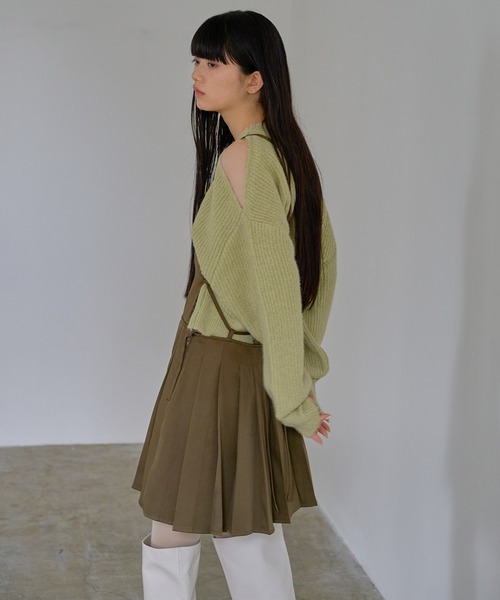 ニット セーター モヘアライクオープンショルダーニットプルオーバー