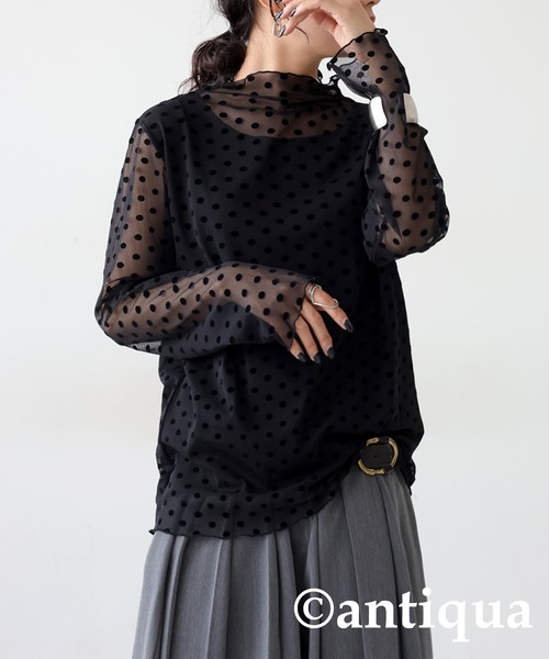 tシャツ フロッキーモノグラムシアートップス レディース セール】フロッキーモノグラムシアートップス（Tシャツ