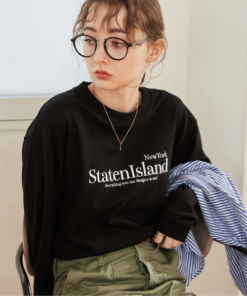 ANGIE tシャツ オーバーサイズ ロゴ 刺繍 ロンT レディース : ZOZOTOWN