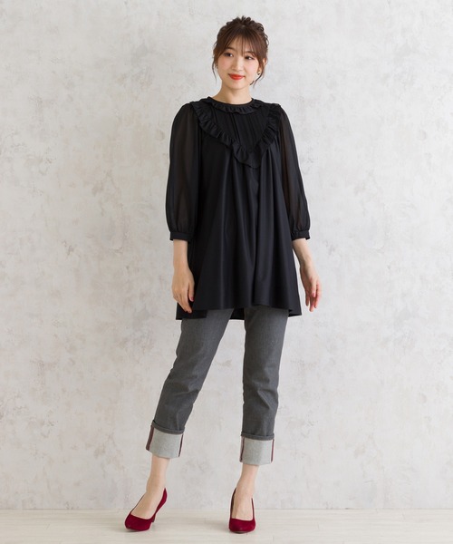 Rose Tiara（ローズティアラ） ブラウス シャツ エアリーオーガンジー