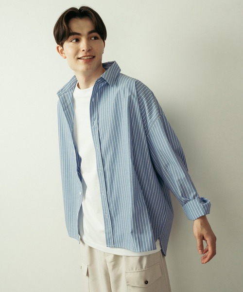 長袖シャツ メンズ 肩ポケット切替 ルーズフィット SINSS シャツ Loose fit shirt/ルーズフィットシャツ メンズ