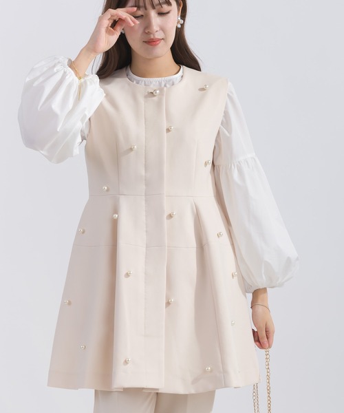 PICCIN PERLA ベスト ジレ パール付きジレ レディース : ZOZOTOWN