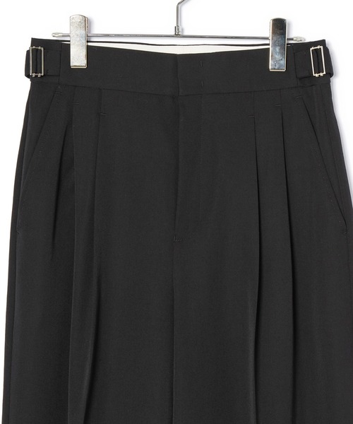 ADAM ET ROPE' スラックス パンツ 「洗える」ウールギャバ2タック