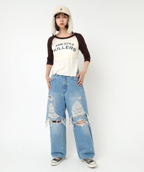 RNA パンツ R4253 レイヤードダメージルーズパンツ レディース