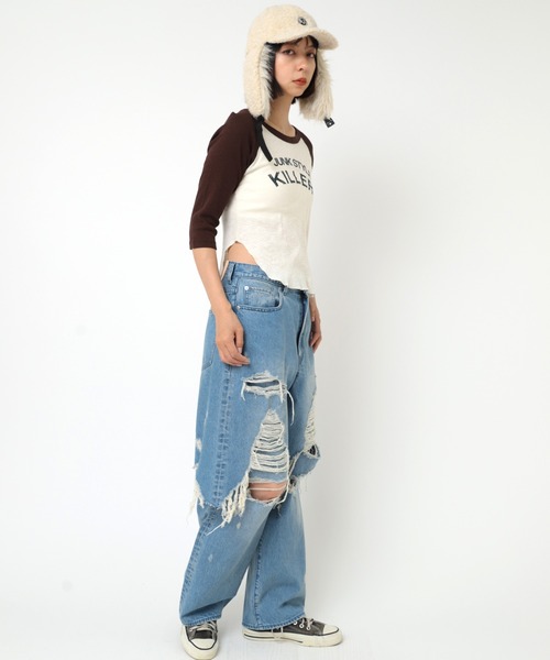 RNA パンツ R4253 レイヤードダメージルーズパンツ レディース