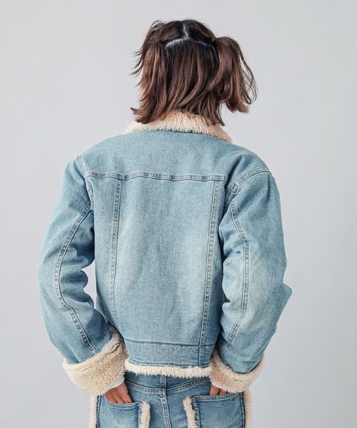 Xgirl   デニムジャケット Gジャン X-girl デニムジャケット gジャン BOA DENIM JACKET レディース
