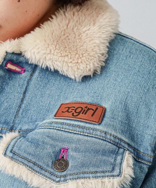 Xgirl   デニムジャケット Gジャン X-girl デニムジャケット gジャン BOA DENIM JACKET レディース