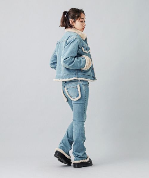 Xgirl   デニムジャケット Gジャン X-girl デニムジャケット gジャン BOA DENIM JACKET レディース