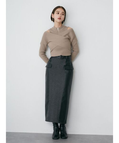 MURUA ニット セーター カシュクールハーフジップトップス