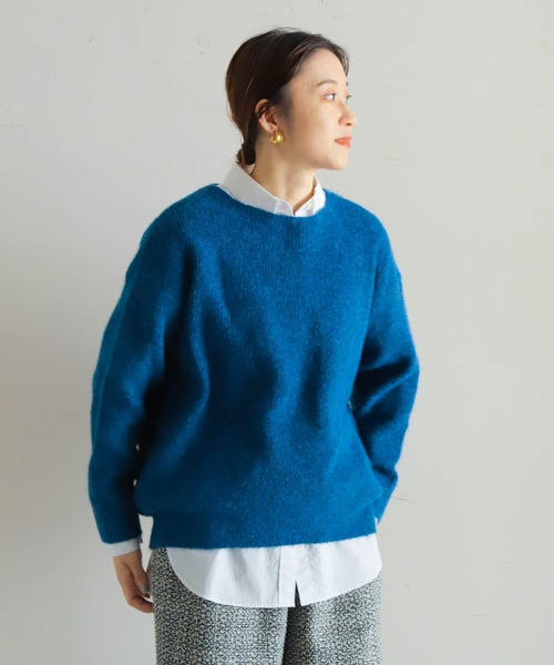 ニット セーター 片畦モックネックニット/冬服 レディース 7-IDconcept.｜《大きいサイズ》片畦モックネックニット