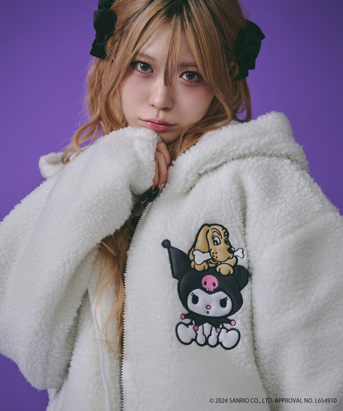 パーカー 「GALFY/ガルフィー」GALFY×KUROMI モコモコ丸ボアずきんパーカー 長袖 レディース メンズ