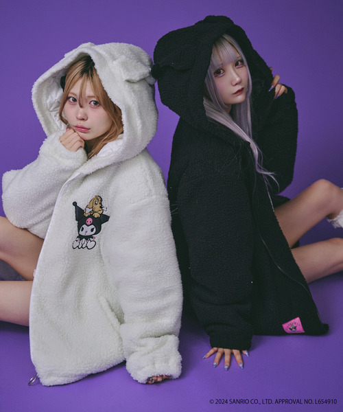 パーカー 「GALFY/ガルフィー」GALFY×KUROMI モコモコ丸ボアずきんパーカー 長袖 レディース メンズ GALFY×KUROMI】モコモコ丸ボアずきんパーカー | OUR BRAND,GALFY