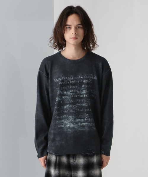HARE メランジツイードシャツニット F ブラック HARE（ハレ）の「メランジツイードシャツニット(HARE)（ニット