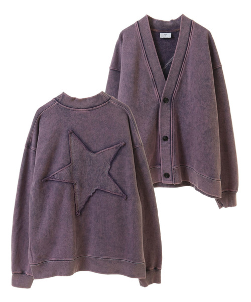 トレーナー スウェット BACK STAR PATCH CHEMICAL WASH SWEAT CARDIGAN レディース メンズ