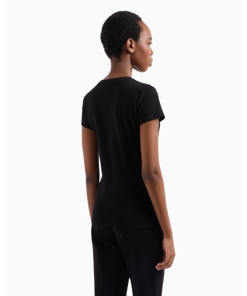 tシャツ 「A|X アルマーニ エクスチェンジ」「ZOZO限定」ラインストーンロゴ 半袖VネックTシャツ_SLIM レディース ARMANI EXCHANGE tシャツ 「A|X アルマーニ エクスチェンジ