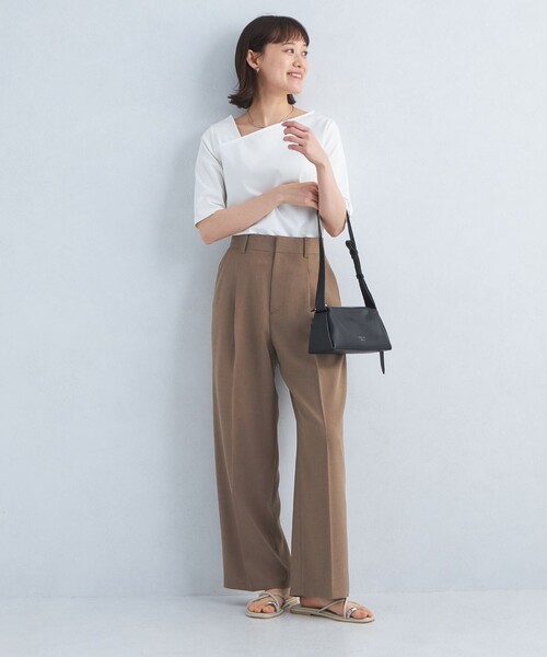 green label relaxing スラックス パンツ エアシカル タック