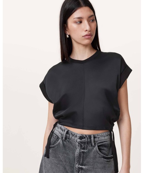 ALLSAINTS（オールセインツ） tシャツ MIRA CROPPED SATIN DRAWCORD T