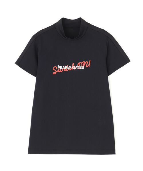 tシャツ 「PEARLY GATES」BOXベアメッシュ×無地 半袖ハイネックカットソー レディース PEARLY GATES tシャツ 「PEARLY GATES」BOXベアメッシュ×無地