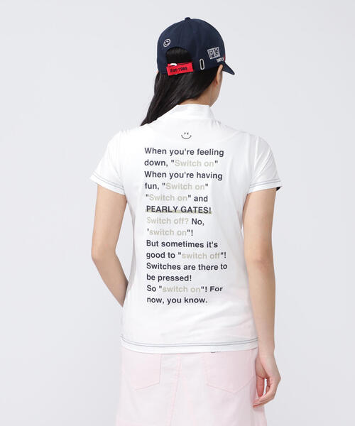 tシャツ 「PEARLY GATES」BOXベアメッシュ×無地 半袖ハイネックカットソー レディース PEARLY GATES tシャツ 「PEARLY GATES」BOXベアメッシュ×無地