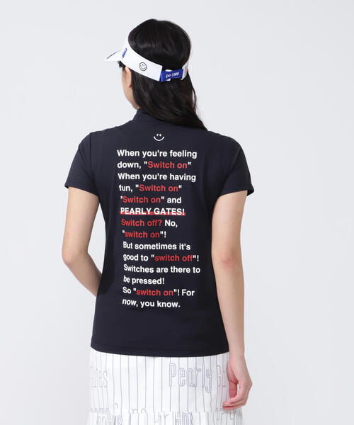 tシャツ 「PEARLY GATES」BOXベアメッシュ×無地 半袖ハイネックカットソー レディース ベア疑似メッシュ半袖ハイネックカットソー | PEARLY GATES