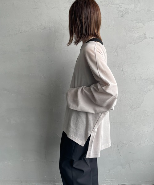 tシャツ 「mizuiro ind/ミズイロインド」 メッシュニット ワイドシルエット ロングスリーブTシャツ レディース mizuiroind tシャツ 「mizuiro ind/ミズイロインド」 メッシュ