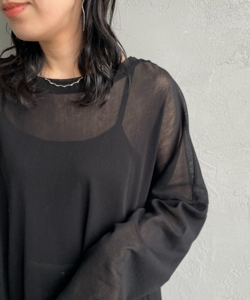 tシャツ mizuiro ind メッシュロングスリーブワイドT レディース mizuiro ind（ミズイロインド） メッシュ ロング スリーブ