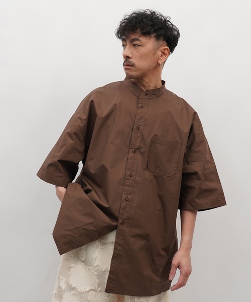 Aphlotus シャツ ダブルタック スタンドカラー HS シャツ メンズ