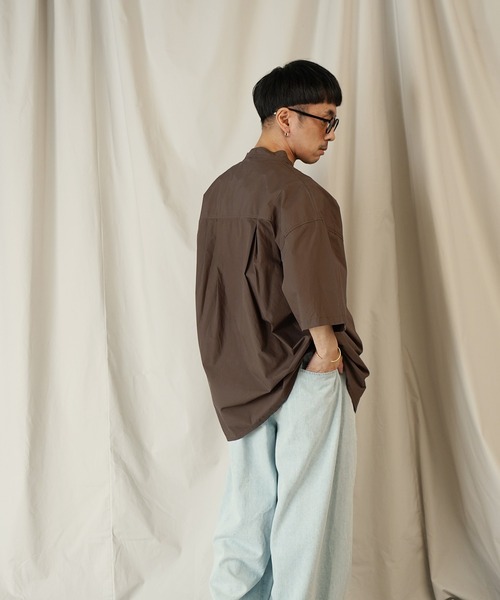値引きしました。 Aphlotus カラーシャツ　パンツ　セットアップ Aphlotus シャツ 半袖 ダブルタック スタンドカラー HS シャツ メンズ