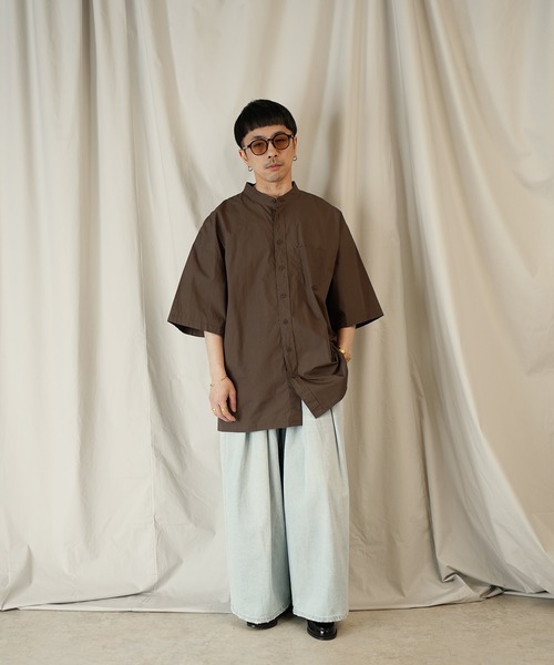 メンズ スタンドカラー フロントカットアウトシャツ 4062503 11009M1M9234544001?$VS_1500$