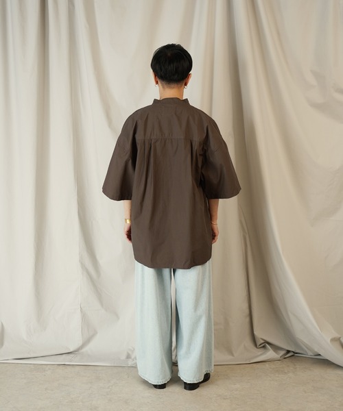 Aphlotus シャツ ダブルタック スタンドカラー HS シャツ メンズ