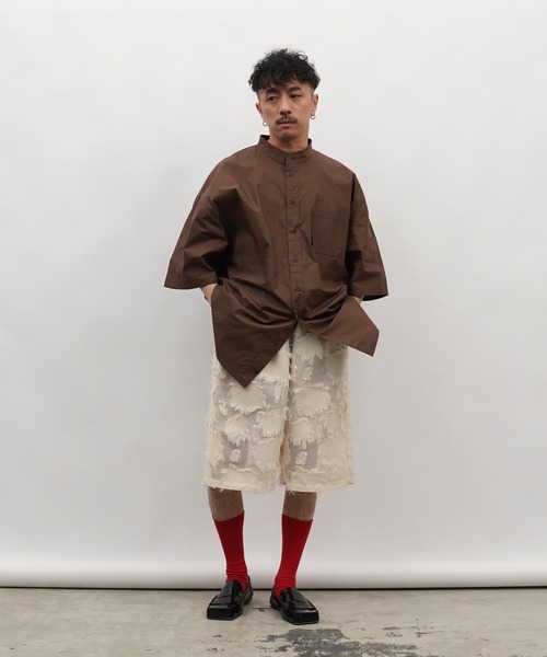 Aphlotus シャツ ダブルタック スタンドカラー HS シャツ メンズ