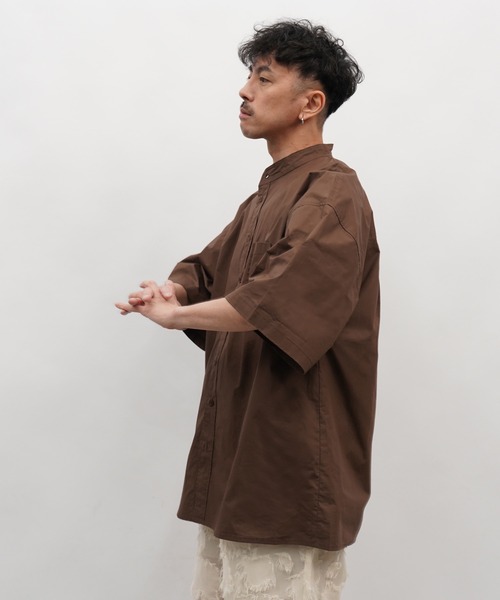 値引きしました。 Aphlotus カラーシャツ　パンツ　セットアップ Aphlotus シャツ ダブルタック スタンドカラー HS シャツ メンズ