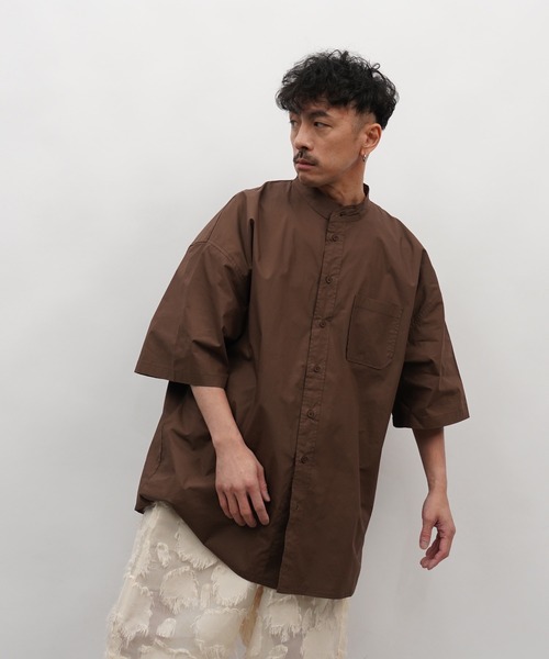 Aphlotus シャツ ダブルタック スタンドカラー HS シャツ メンズ