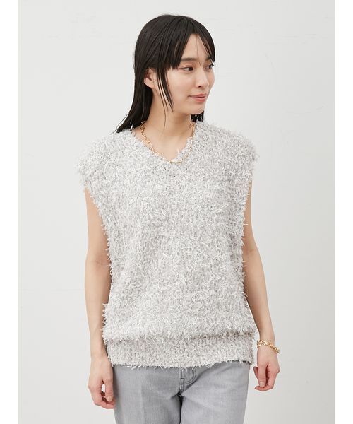 Mila Owen ベスト ジレ 前後2WAYチュールヤーンニットベスト