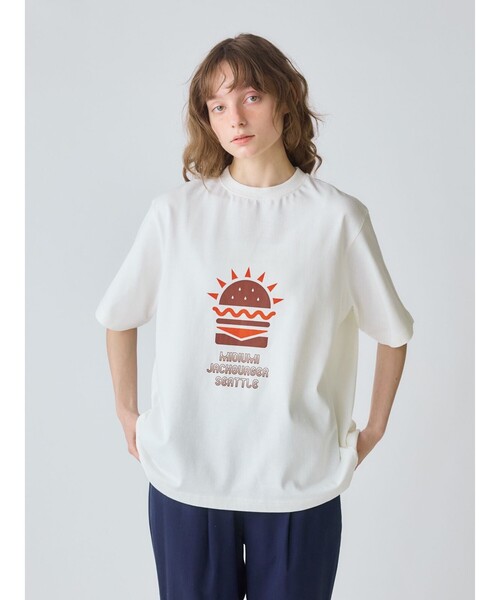 tシャツ MidiUmi ハンバーガープリントTシャツ レディース