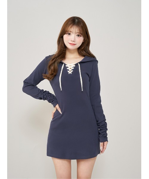 Darich レースアップカットミニワンピース Darich ワンピース レースアップカットミニワンピース