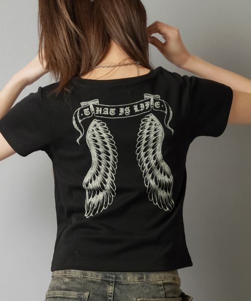 SPINNS tシャツ 平成ギャルTシャツ/Vネックスカル レディース