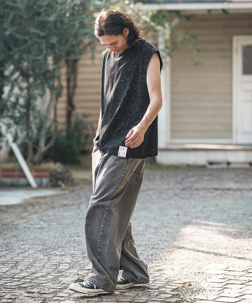 ノースリーブ（黒） CAMBIO（カンビオ） タンクトップ mta566- Uneven Dyed Print