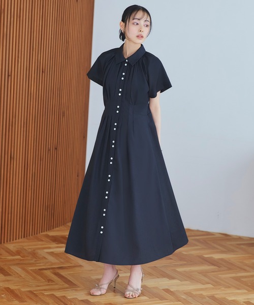 洗える】タック＆フレア ロングシャツワンピース | ルイルエ