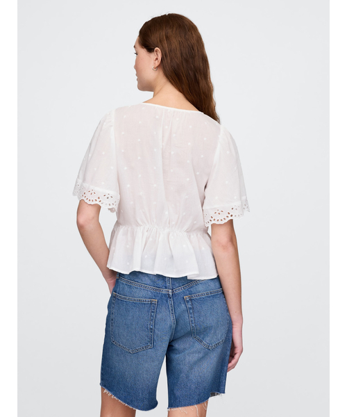 GAP ブラウス シャツ レーストリミング フラッターフリル