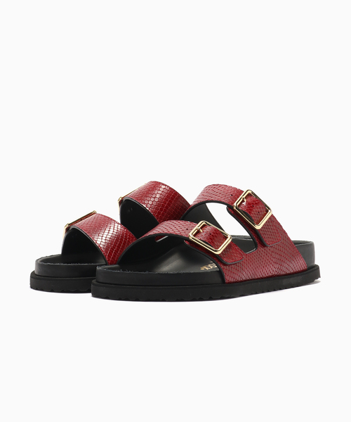 【Birkenstock 1774】 Arizona snake-effectレザーサンダル Arizona snake-effect leather sandals in red - Birkenstock