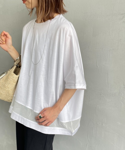 mizuiroind（ミズイロインド） tシャツ 半袖 メッシュミックス ワイドT
