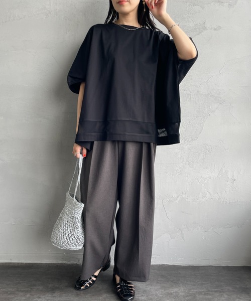 mizuiroind（ミズイロインド） tシャツ 半袖 メッシュミックス ワイドT