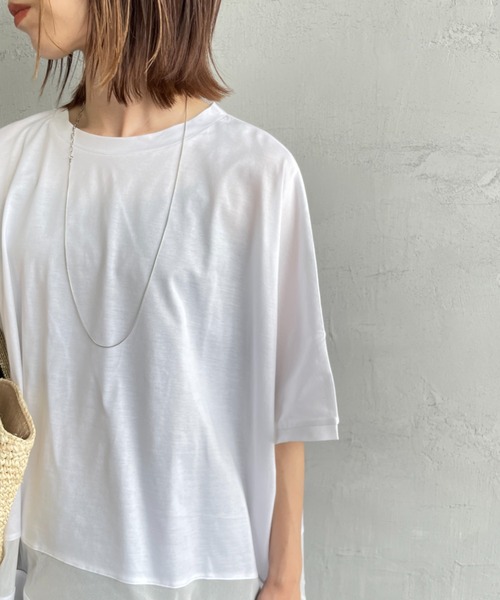 mizuiroind ホワイト 半袖シャツ風ポケット付きTシャツ mizuiroind ホワイト 半袖シャツ風ポケット付きTシャツ