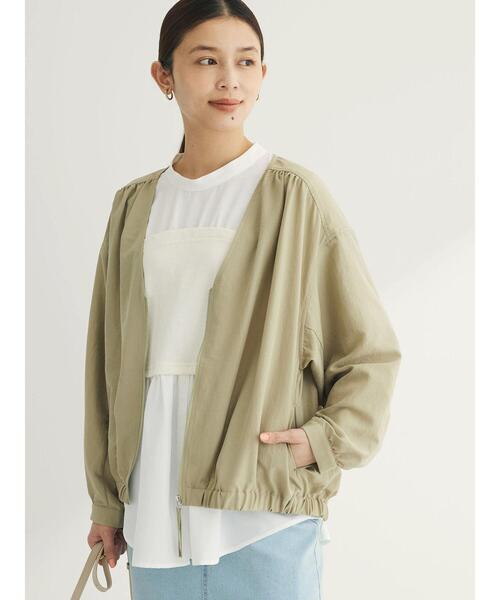 「Green Parks」 「chocol raffine robe」ジップアップブルゾン FREE カーキ レディース_画像4