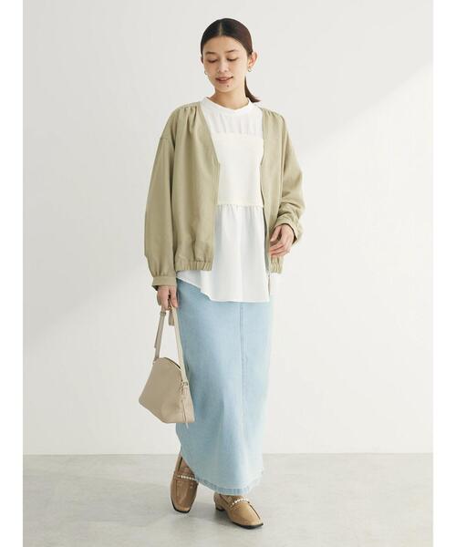 「Green Parks」 「chocol raffine robe」ジップアップブルゾン FREE カーキ レディース_画像5